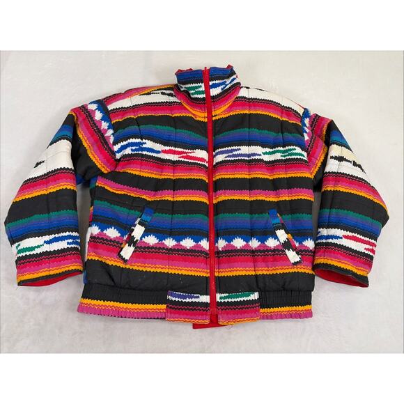Vintage Andy Johns Jacket Medium Red/Multi Reversible Ski Snow Retro 90s Chrty